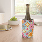 Cheerful Floral Retro Garden 60s 70s Pattern in Ice Blue Orange Pink Wine Chiller Gallery Image 4