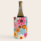 Cheerful Floral Retro Garden 60s 70s Pattern in Ice Blue Orange Pink Wine Chiller Gallery Image 3