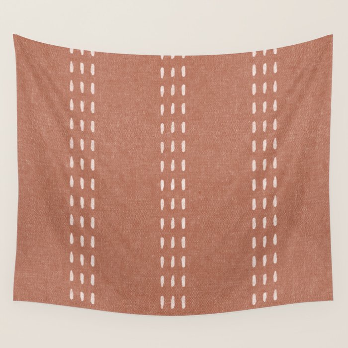 boho vertical stitch - terracotta Wall Tapestry Gallery Image 1