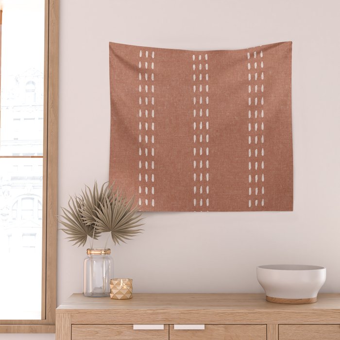 boho vertical stitch - terracotta Wall Tapestry Gallery Image 2
