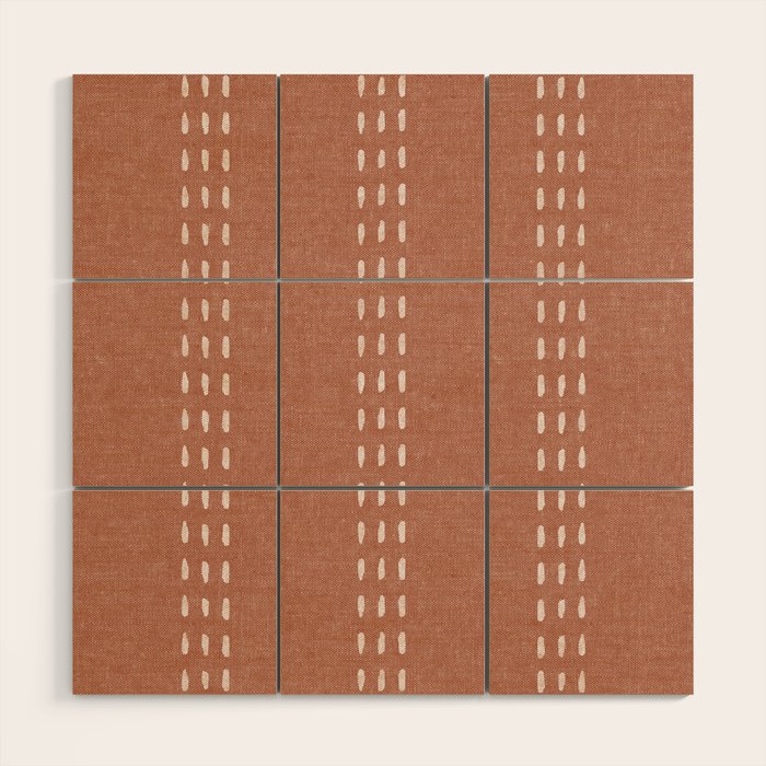 boho vertical stitch - terracotta Wood Wall Art Gallery Image 1