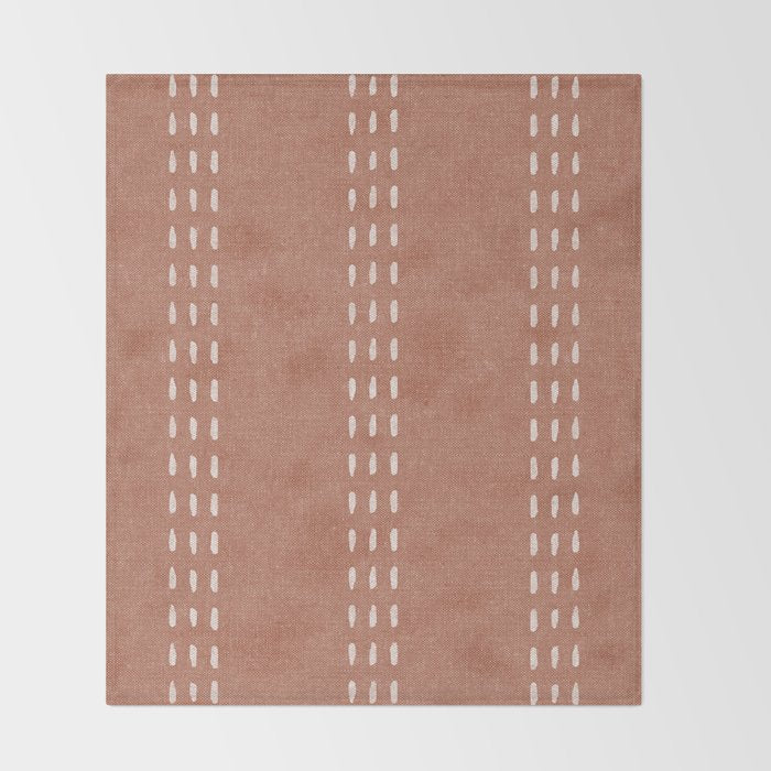 boho vertical stitch - terracotta Throw Blanket Gallery Image 2