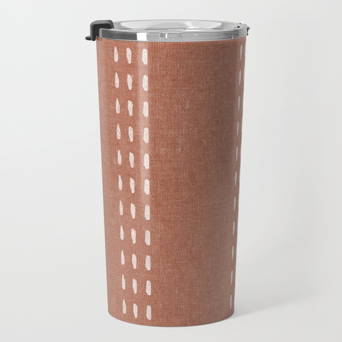 boho vertical stitch - terracotta Travel Mug Gallery Image 3