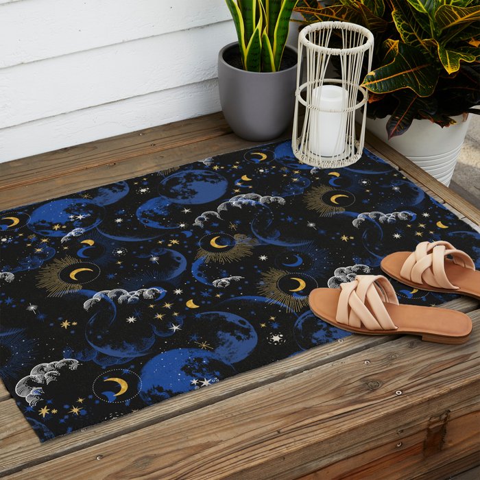 Night sky of stars abstract D Outdoor Rug Gallery Image 2