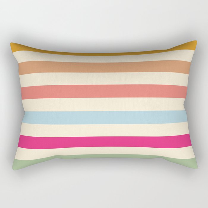 Retro French Rainbow Stripes Rectangular Pillow Gallery Image 1