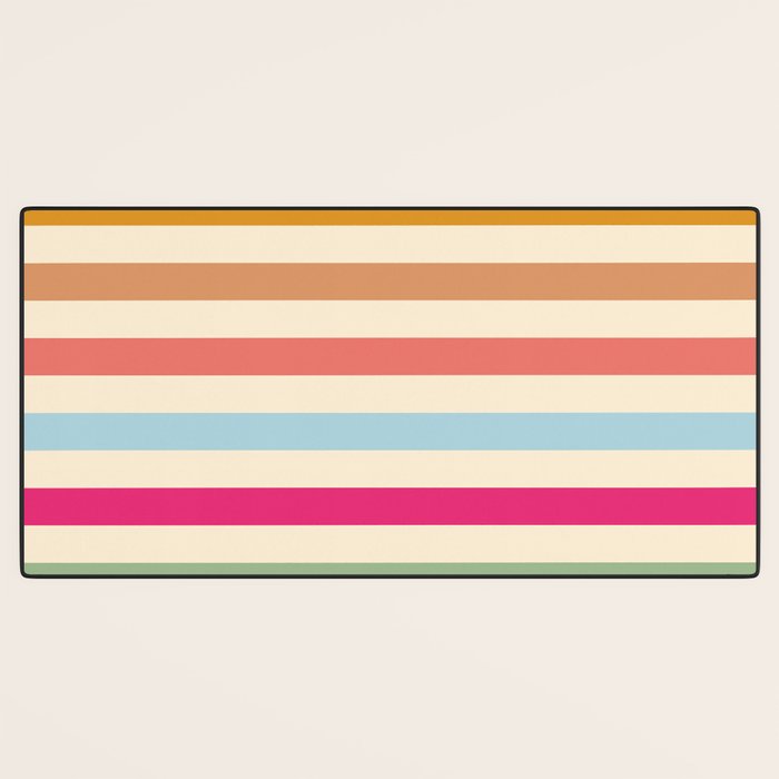 Retro French Rainbow Stripes Desk Mat Gallery Image 3