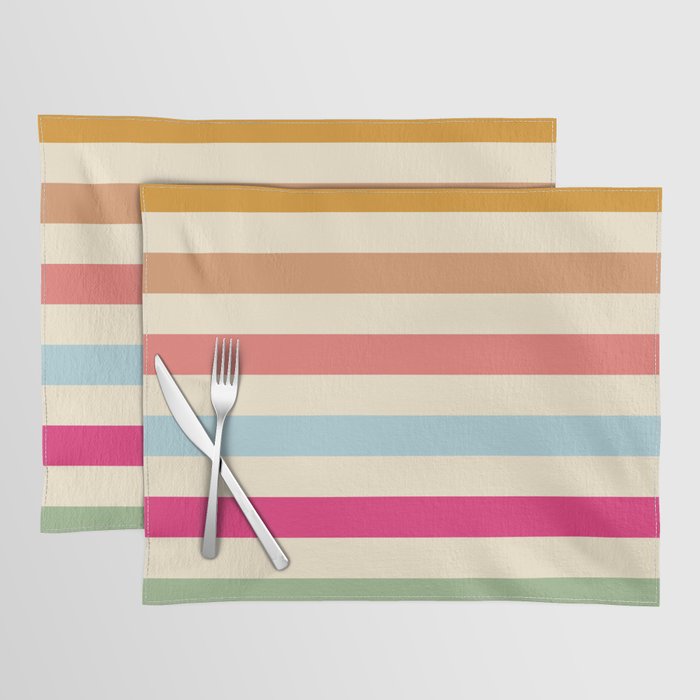 Retro French Rainbow Stripes Placemat Gallery Image 1