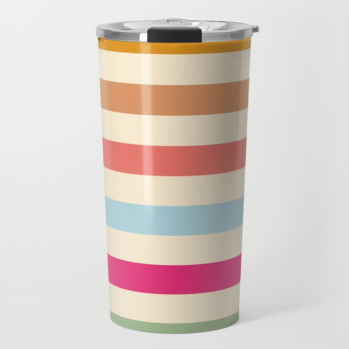 Retro French Rainbow Stripes Travel Mug Gallery Image 1