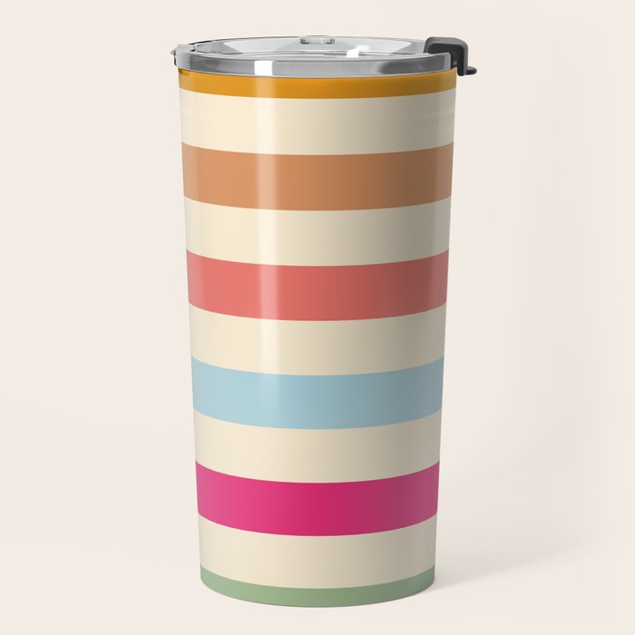 Retro French Rainbow Stripes Travel Mug Gallery Image 2