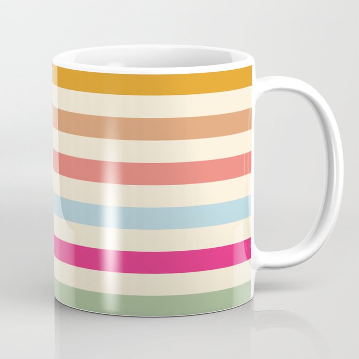 Retro French Rainbow Stripes Coffee Mug Gallery Image 1