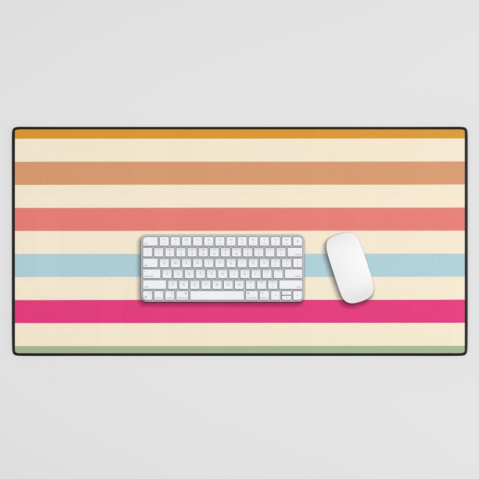 Retro French Rainbow Stripes Desk Mat Gallery Image 1