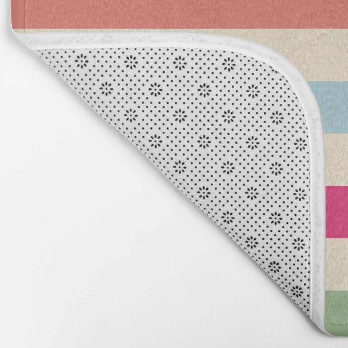 Retro French Rainbow Stripes Bath Mat Gallery Image 2