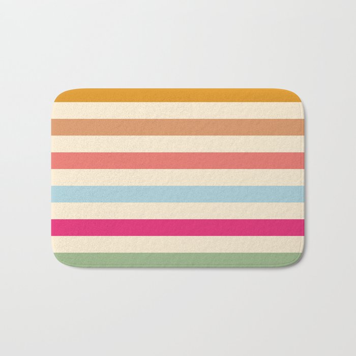 Retro French Rainbow Stripes Bath Mat Gallery Image 1