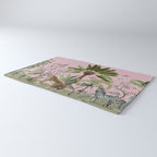 Chinoiserie Exotic Jungle Tiger Zebra Palms Pink Fresco Art Rug Gallery Image 3