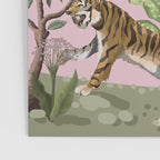 Chinoiserie Exotic Jungle Tiger Zebra Palms Pink Fresco Art Poster Gallery Image 3