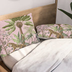 Chinoiserie Exotic Jungle Tiger Zebra Palms Pink Fresco Art Pillow Sham Gallery Image 2