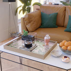 Chinoiserie Exotic Jungle Tiger Zebra Palms Pink Fresco Art Serving Tray Gallery Image 2