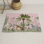Chinoiserie Exotic Jungle Tiger Zebra Palms Pink Fresco Art Rug Gallery Image 1