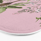 Chinoiserie Exotic Jungle Tiger Zebra Palms Pink Fresco Art Bath Mat Gallery Image 3