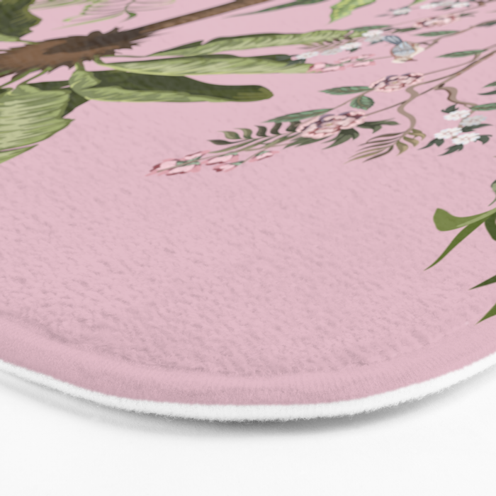 Chinoiserie Exotic Jungle Tiger Zebra Palms Pink Fresco Art Bath Mat Gallery Image 3