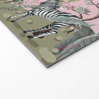 Chinoiserie Exotic Jungle Tiger Zebra Palms Pink Fresco Art Welcome Mat Gallery Image 2