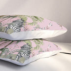 Chinoiserie Exotic Jungle Tiger Zebra Palms Pink Fresco Art Pillow Sham Gallery Image 3