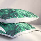 Tropical State of Mind | Watercolor Palm Banana Leaves Painting | Botanical Jungle Bohemian Plants Pillow Sham Gallery Image 3