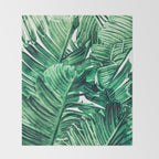 Tropical State of Mind | Watercolor Palm Banana Leaves Painting | Botanical Jungle Bohemian Plants Throw Blanket Gallery Image 2