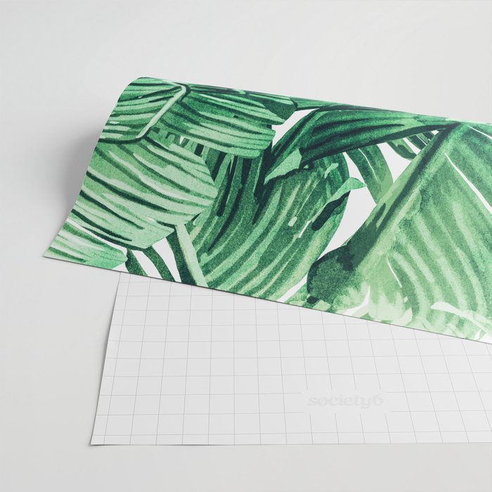 Tropical State of Mind | Watercolor Palm Banana Leaves Painting | Botanical Jungle Bohemian Plants Wrapping Paper Gallery Image 2