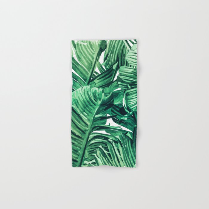 Tropical State of Mind | Watercolor Palm Banana Leaves Painting | Botanical Jungle Bohemian Plants Towels Gallery Image 1