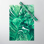 Tropical State of Mind | Watercolor Palm Banana Leaves Painting | Botanical Jungle Bohemian Plants Wrapping Paper Gallery Image 1