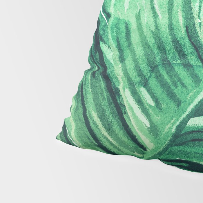 Tropical State of Mind | Watercolor Palm Banana Leaves Painting | Botanical Jungle Bohemian Plants Pillow Sham Gallery Image 4