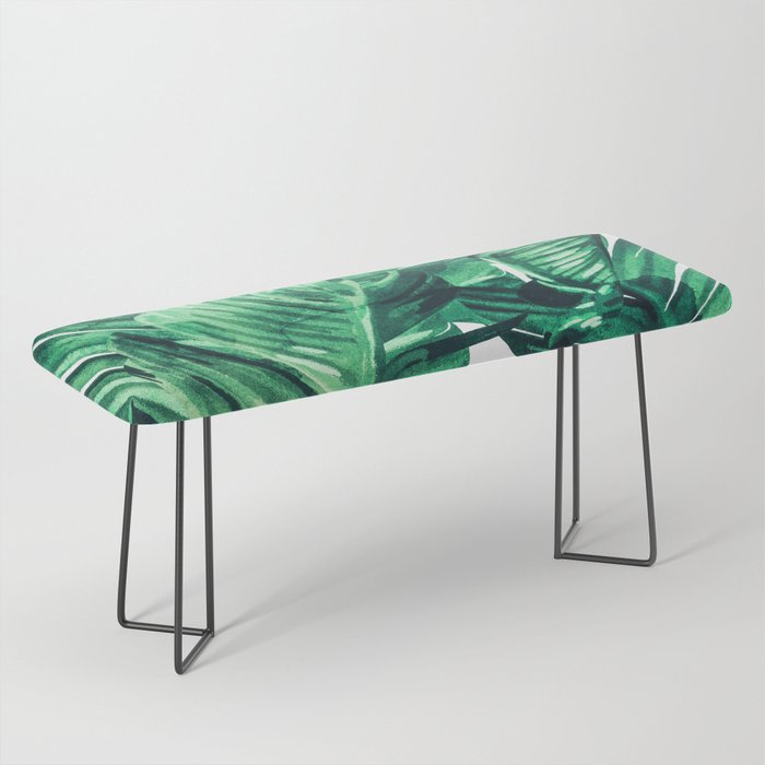 Tropical State of Mind | Watercolor Palm Banana Leaves Painting | Botanical Jungle Bohemian Plants Bench Gallery Image 1