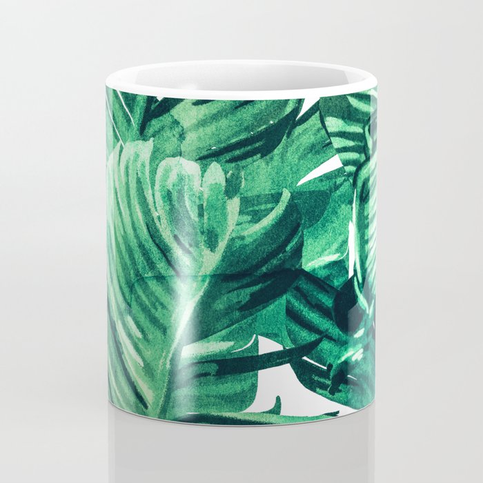 Tropical State of Mind | Watercolor Palm Banana Leaves Painting | Botanical Jungle Bohemian Plants Coffee Mug Gallery Image 4