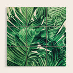 Tropical State of Mind | Watercolor Palm Banana Leaves Painting | Botanical Jungle Bohemian Plants Wood Wall Art Gallery Image 1