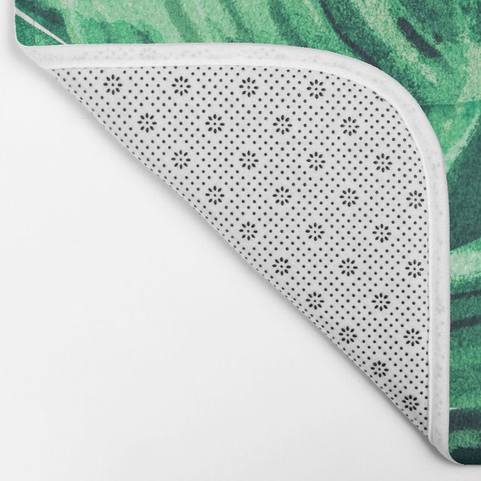Tropical State of Mind | Watercolor Palm Banana Leaves Painting | Botanical Jungle Bohemian Plants Bath Mat Gallery Image 2