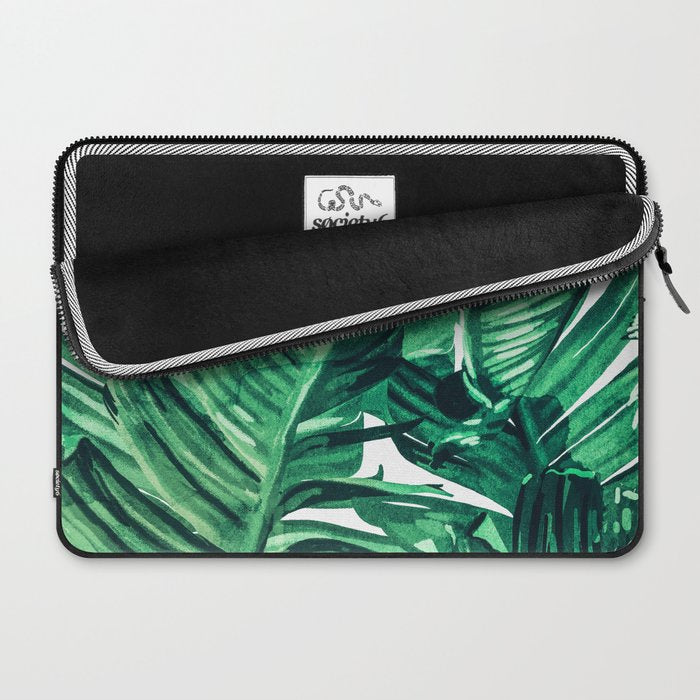 Tropical State of Mind | Watercolor Palm Banana Leaves Painting | Botanical Jungle Bohemian Plants Laptop Sleeve Gallery Image 2