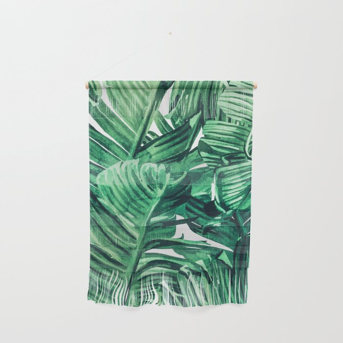 Tropical State of Mind | Watercolor Palm Banana Leaves Painting | Botanical Jungle Bohemian Plants Wall Hanging Gallery Image 1