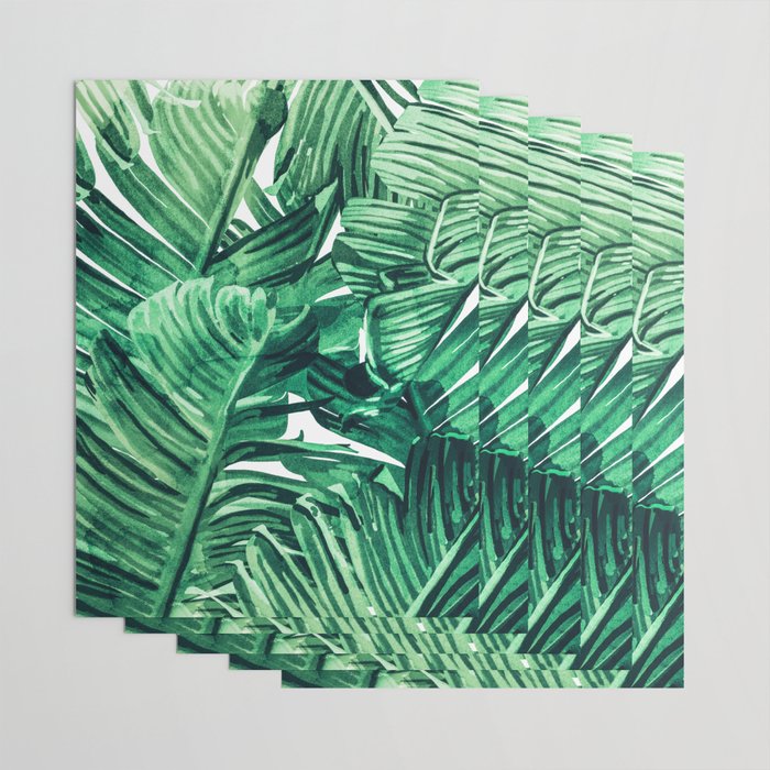 Tropical State of Mind | Watercolor Palm Banana Leaves Painting | Botanical Jungle Bohemian Plants Wrapping Paper Gallery Image 3