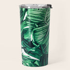 Tropical State of Mind | Watercolor Palm Banana Leaves Painting | Botanical Jungle Bohemian Plants Travel Mug Gallery Image 2