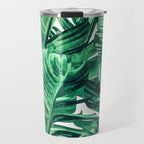 Tropical State of Mind | Watercolor Palm Banana Leaves Painting | Botanical Jungle Bohemian Plants Travel Mug Gallery Image 1