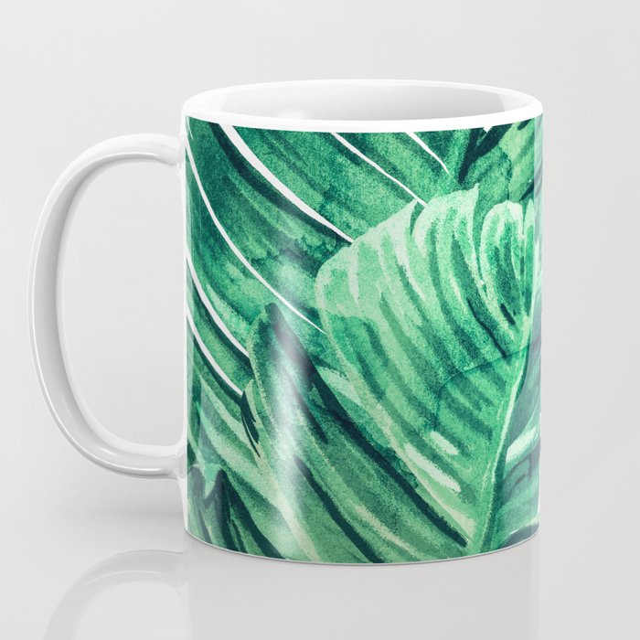 Tropical State of Mind | Watercolor Palm Banana Leaves Painting | Botanical Jungle Bohemian Plants Coffee Mug Gallery Image 3