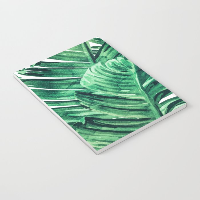 Tropical State of Mind | Watercolor Palm Banana Leaves Painting | Botanical Jungle Bohemian Plants Notebook Gallery Image 3