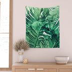 Tropical State of Mind | Watercolor Palm Banana Leaves Painting | Botanical Jungle Bohemian Plants Wall Tapestry Gallery Image 2