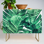 Tropical State of Mind | Watercolor Palm Banana Leaves Painting | Botanical Jungle Bohemian Plants Credenza Gallery Image 1