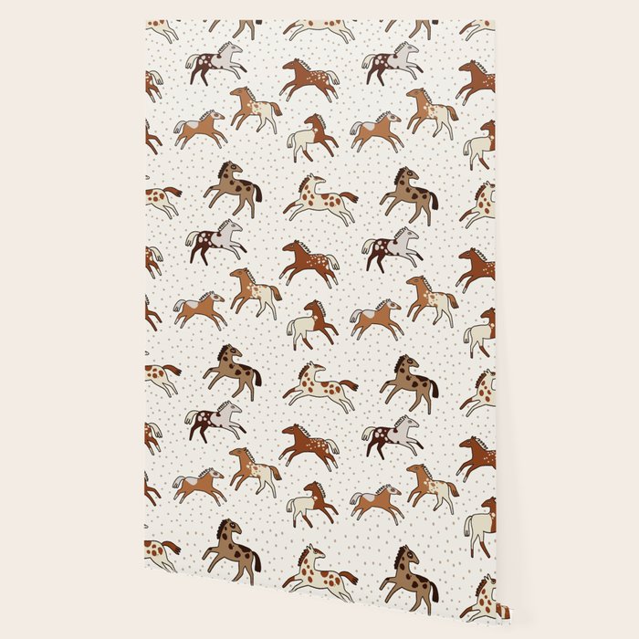 Appaloosa Wild Horses Pattern in Warm Neutrals Western  Wallpaper Gallery Image 2