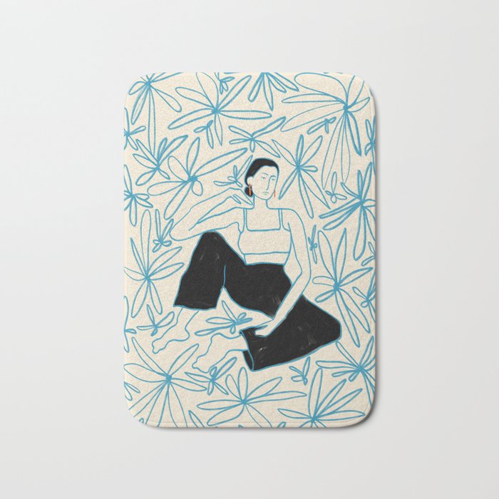 WOMAN IN A FIELD OF FLOWERS Bath Mat Gallery Image 1