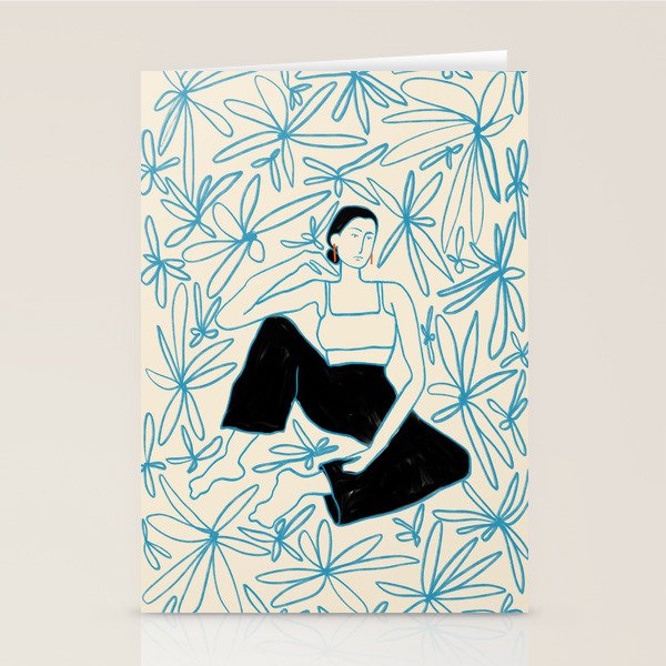 WOMAN IN A FIELD OF FLOWERS Stationery Card Gallery Image 2