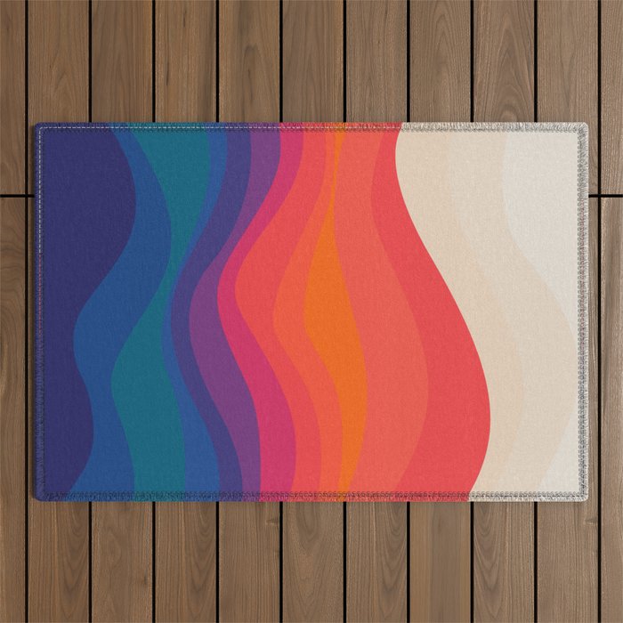 Sacred Geometric Waves: Retro 80s Edition Outdoor Rug Gallery Image 1