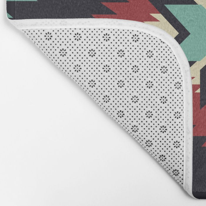 Southwest Santa Fe Geometric Tribal Indian Pattern Bath Mat Gallery Image 2